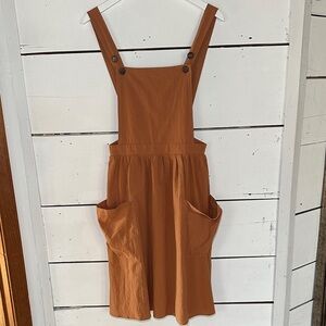 Polagram Rust Orange Overall Midi Dress